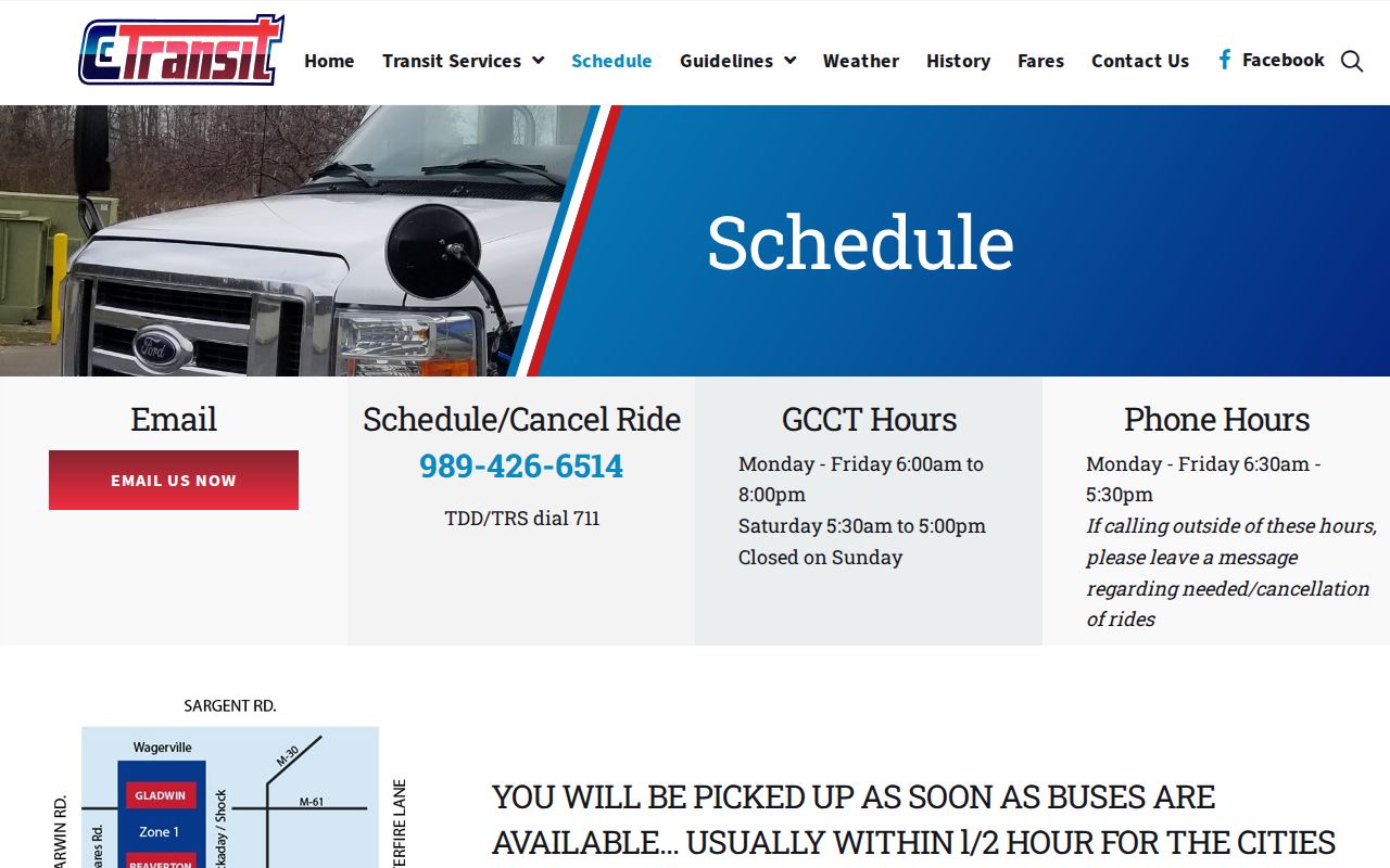Gladwin County transit schedule after an inmate release